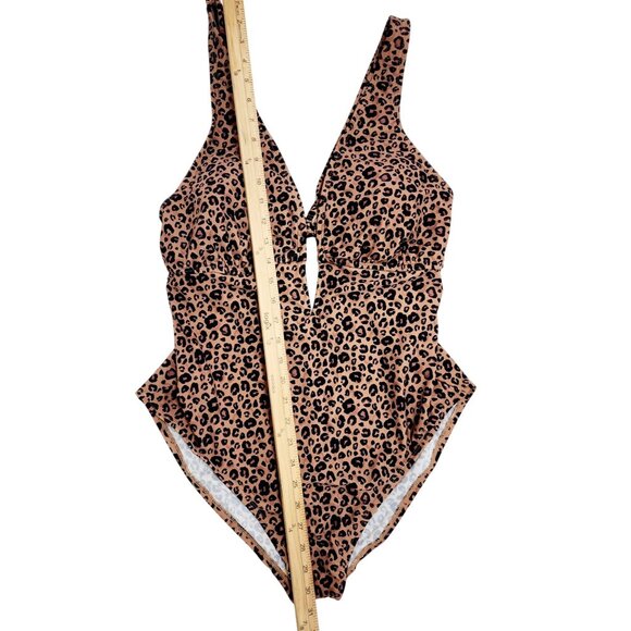 Leopard Print Womens One-Piece Swimsuit By Shade & Shore Size XL (16) - Picture 4 of 8